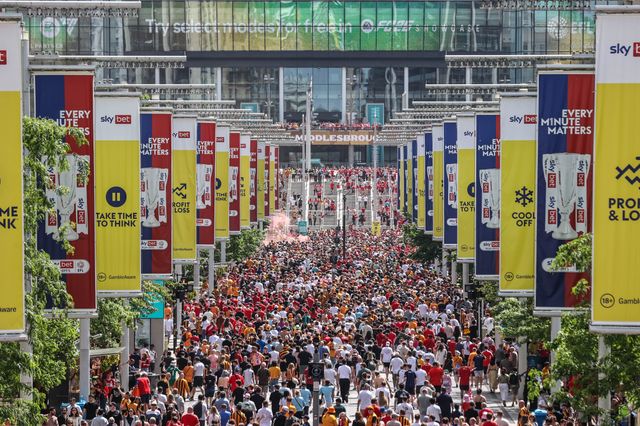 Fans make their way up Wembley Way during the Sky Bet Championship Playoffs Final match Hull City vs Middlesbrough at Wembley Stadium, London, United Kingdom on 23 May 2026

(Photo by Alfie Cosgrove/News Images)