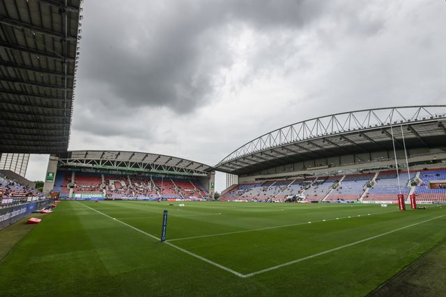 A general view of The Brick Community Stadium during the Betfred Super League Round 19 match Wigan Warriors vs Hull FC at The Brick Community Stadium, Wigan, United Kingdom, 19th July 2025

(Photo by Alfie Cosgrove/News Images)