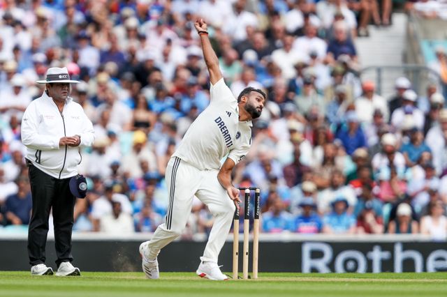Akash Deep of India bowls during the 5th Rothesay Test Match day 4 England vs India at The Kia Oval, London, United Kingdom, 3rd August 2025

(Photo by Izzy Poles/News Images)