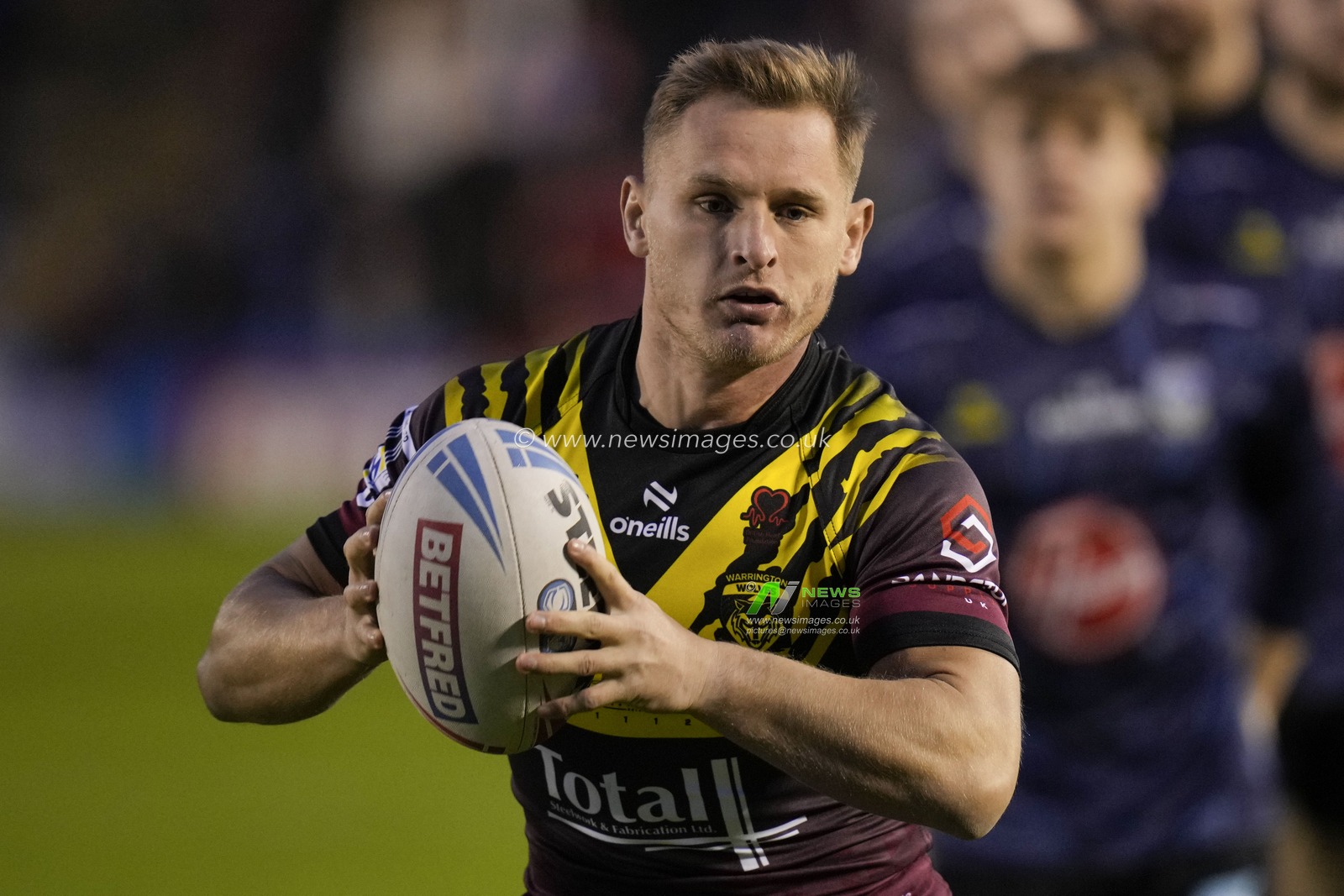 Brad Dwyer of Warrington Wolves warms up before the Rugby League Joe Philbin Testimonial match Warrington Wolves vs Leigh Leopards at Halliwell Jones Stadium, Warrington, United Kingdom, 3rd February 2024

(Photo by Steve Flynn/News Images)
