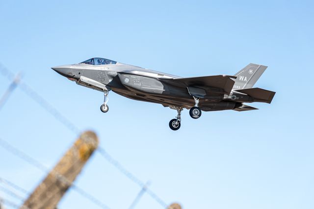 A USAF F35 assigned to the 48th Fighter Wing conduct a combat readiness exercise at RAF Lakenheath, Lakenheath, United Kingdom, 28th August 2025

(Photo by Seth Rose/News Images)