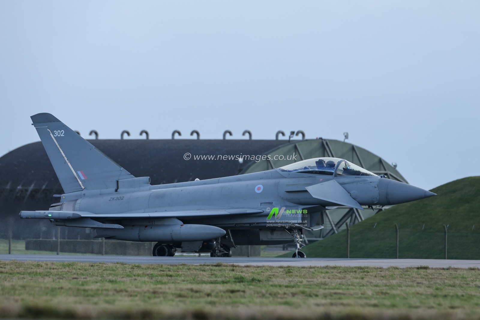 RAF Typhoons FGR4 taxies to the runway at RAF Coningsby , Coningsby, United Kingdom, 28th January 2025

(Photo by Mark Cosgrove/News Images)