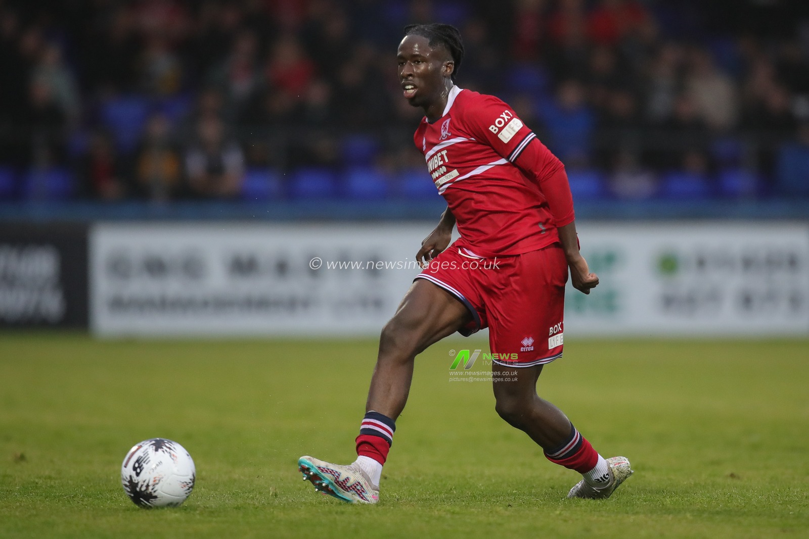 George Gitau of Middlesbroughon the ball during the Pre-season friendly match Hartlepool United vs Middlesbrough at Suit Direct Stadium, Hartlepool, United Kingdom, 14th July 2023

(Photo by James Heaton/News Images)