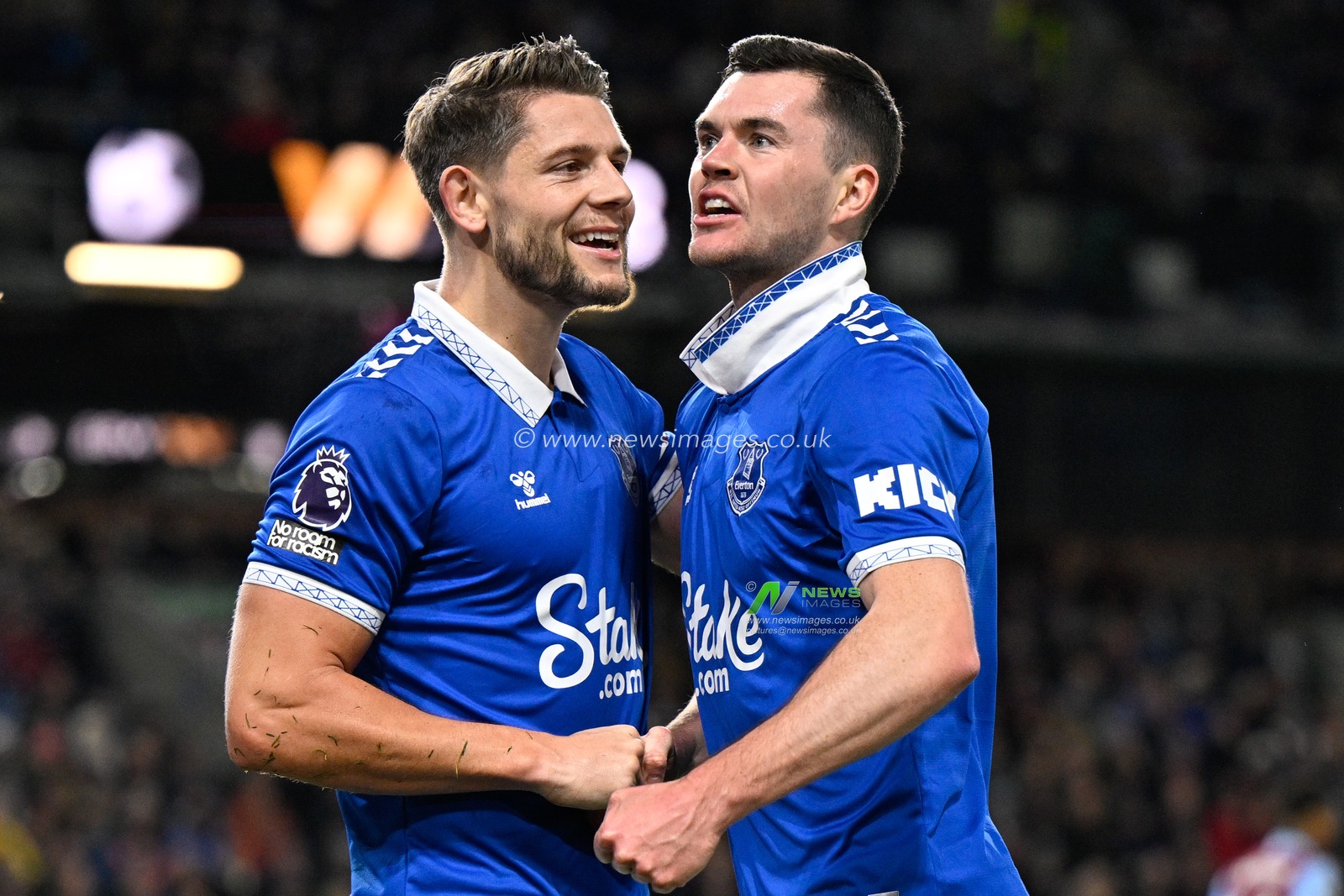 Michael Keane 5# of Everton Football Club celebrates his goal to make it 0-2, during the Premier League match Burnley vs Everton at Turf Moor, Burnley, United Kingdom, 16th December 2023

(Photo by Cody Froggatt/News Images)