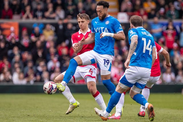Stockport County's Kyle Wooton during the Sky Bet League 1 match Wrexham vs Stockport County at SToK Cae Ras, Wrexham, United Kingdom, 22nd March 2025

(Photo by Nik Mesney/News Images)