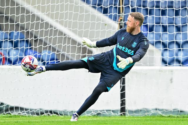 Viktor Johansson of Stoke City warms up ahead of the Pre-season friendly match Chester vs Stoke City at Deva Stadium, Chester, United Kingdom, 11th July 2024

(Photo by Cody Froggatt/News Images)