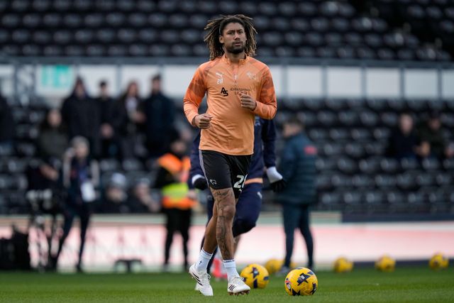 Dion Sanderson of Derby County in the pregame warmup session  during the Sky Bet Championship match Derby County vs Swansea City at Pride Park Stadium, Derby, United Kingdom on 14 February 2026

(Photo by Maynard Manyowa/News Images)