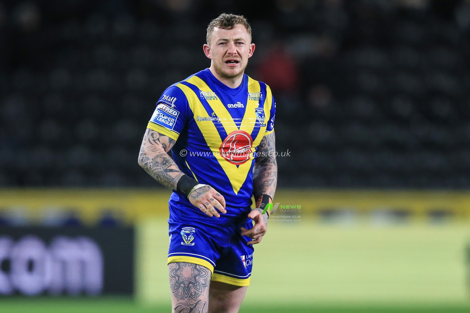 12th March 2020, KCOM Stadium, Hull, England; Betfred Super League, Hull FC v Warrington Wolves : match image Josh Charnley (5) of Warrington Wolves