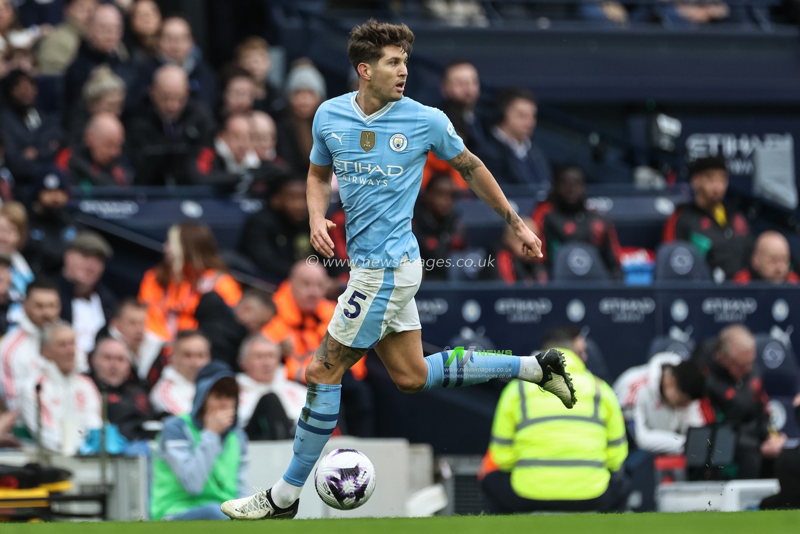 John Stones of Manchester City during the Premier League match Manchester City vs Manchester United at Etihad Stadium, Manchester, United Kingdom, 3rd March 2024

(Photo by Mark Cosgrove/News Images)