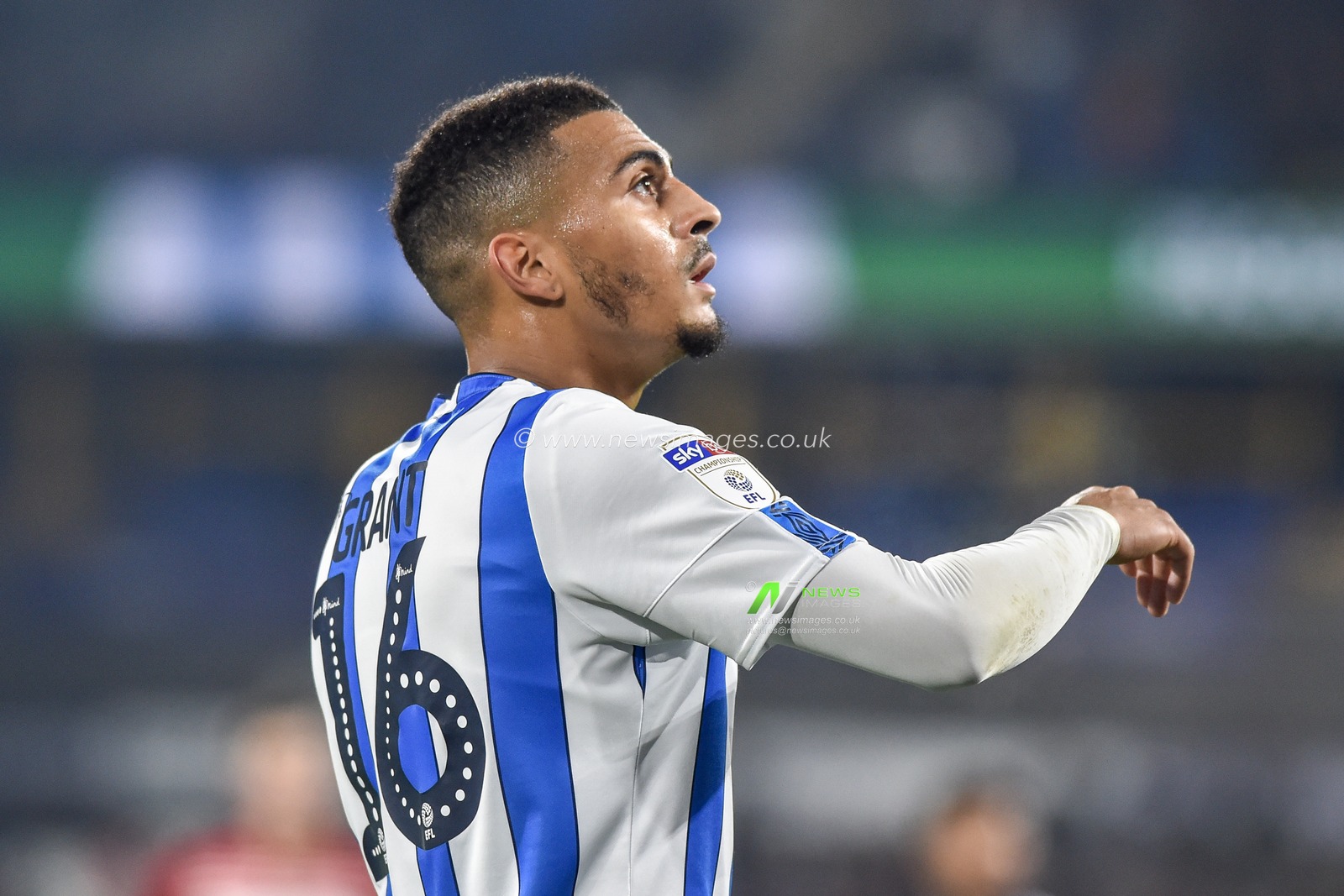 23rd October 2019, John Smith's Stadium, Huddersfield, England; Sky Bet Championship, Huddersfield Town v Middlesbrough :Karlan Grant (16) of Huddersfield Town 

Credit: Dean Williams/News Images