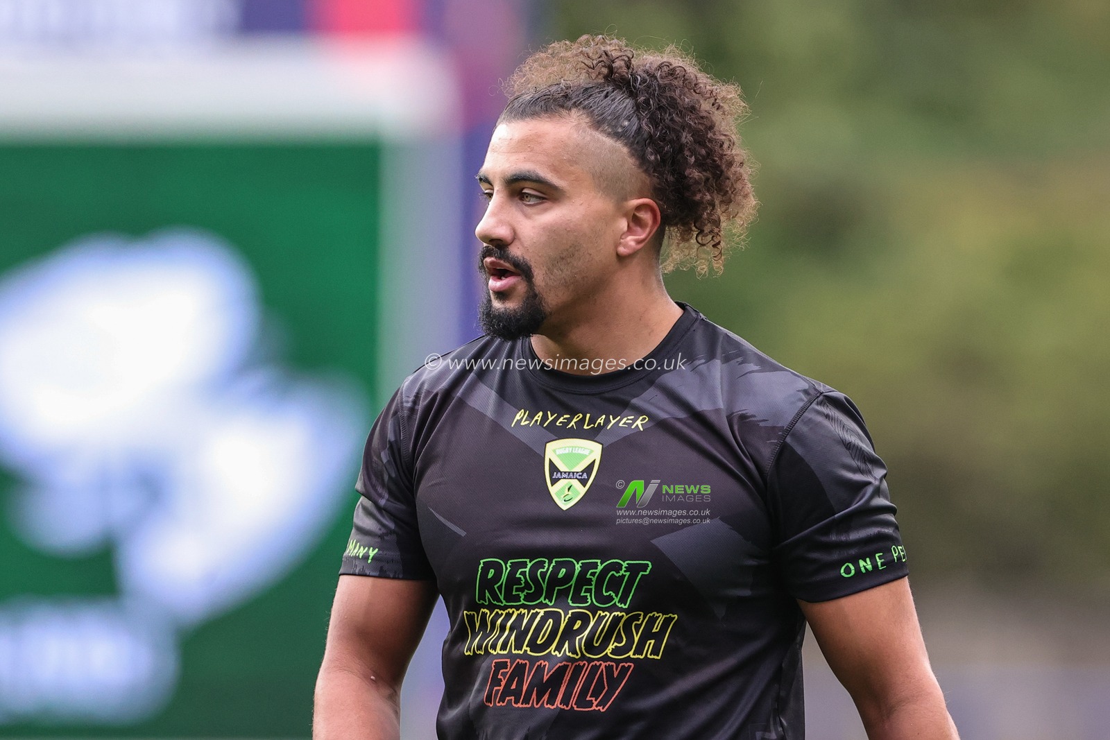 Ashton Golding of Jamaica in the pre-game warm up during the Rugby League World Cup 2021 match Jamaica vs Ireland at Headingley Stadium, Leeds, United Kingdom, 16th October 2022

(Photo by Mark Cosgrove/News Images)