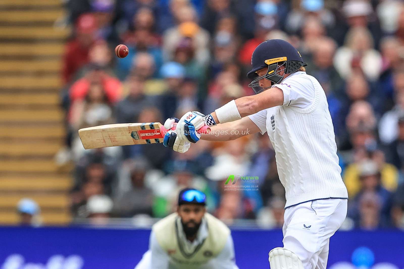 Ollie Pope of England hits a four (4)