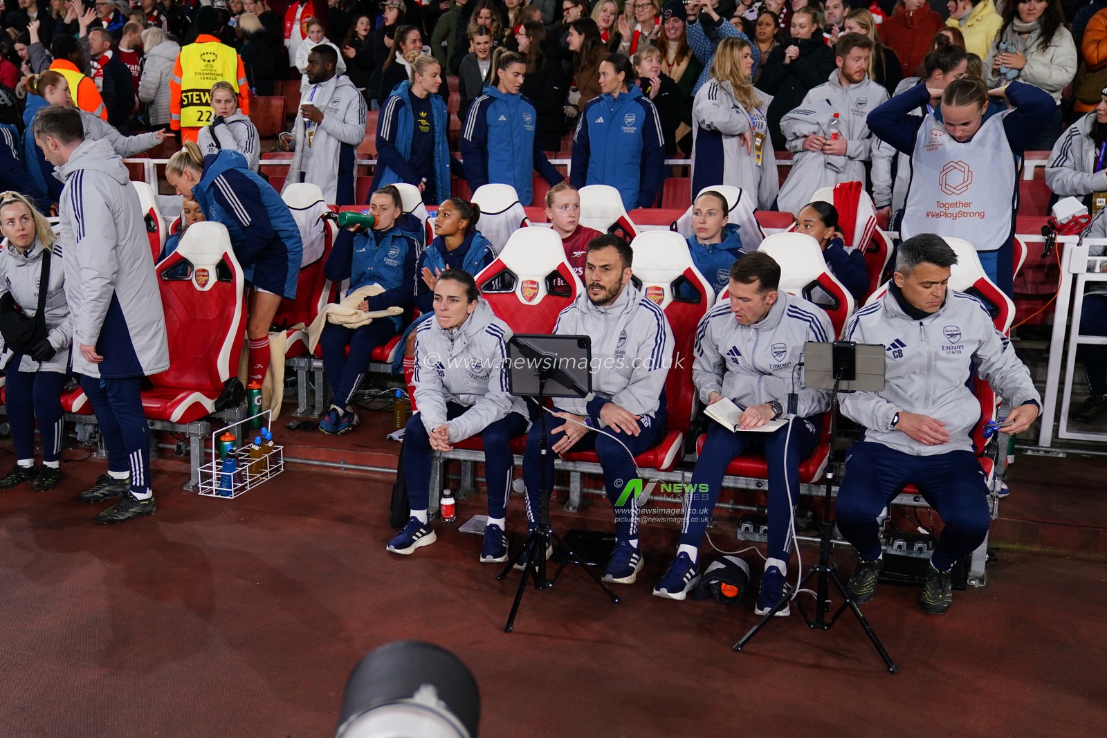 Arsenal women’s dugout during the UEFA Women's Champions League Quarter-finals match Arsenal vs Chelsea at Arsenal Stadium, London, United Kingdom on 24 March 2026

(Photo by Harvey Murphy/News Images)