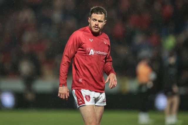 Joe Burgess of Hull KR in the pre-game warm up during the Betfred Super League Round 1 match York Knights vs Hull KR at LNER Community Stadium, Lincoln, United Kingdom on 12 February 2026

(Photo by Mark Cosgrove/News Images)