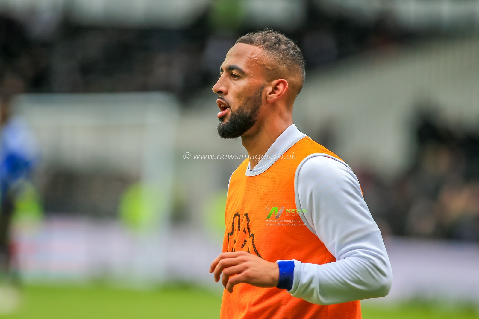 11th May 2019, Pride Park, Derby, England; Sky Bet Championship Play-offs Semi-Final 1st leg, Derby County vs Leeds United ; 

Kemar Roofe (07) of Leeds Utd in warm up

Credit: Craig Milner/News Images 

English Football League images are subject to DataCo Licence