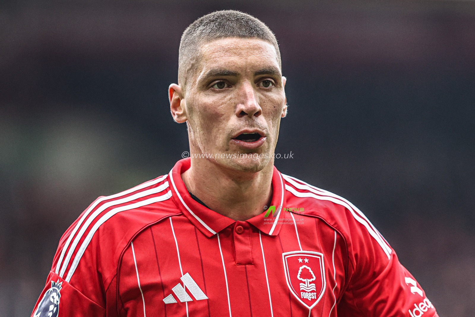 Nikola Milenkovic of Nottingham Forest during the Premier League match Nottingham Forest vs Chelsea at City Ground, Nottingham, United Kingdom, 18th October 2025

(Photo by Alfie Cosgrove/News Images)