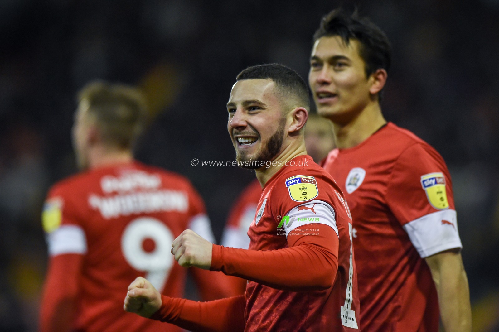 14th December 2019, Oakwell, Barnsley, England; Sky Bet Championship, Barnsley v Queens Park Rangers :Conor Chaplin (11) of Barnsley FC celebrates scoring a hat trick .

Credit: Dean Williams/News Images