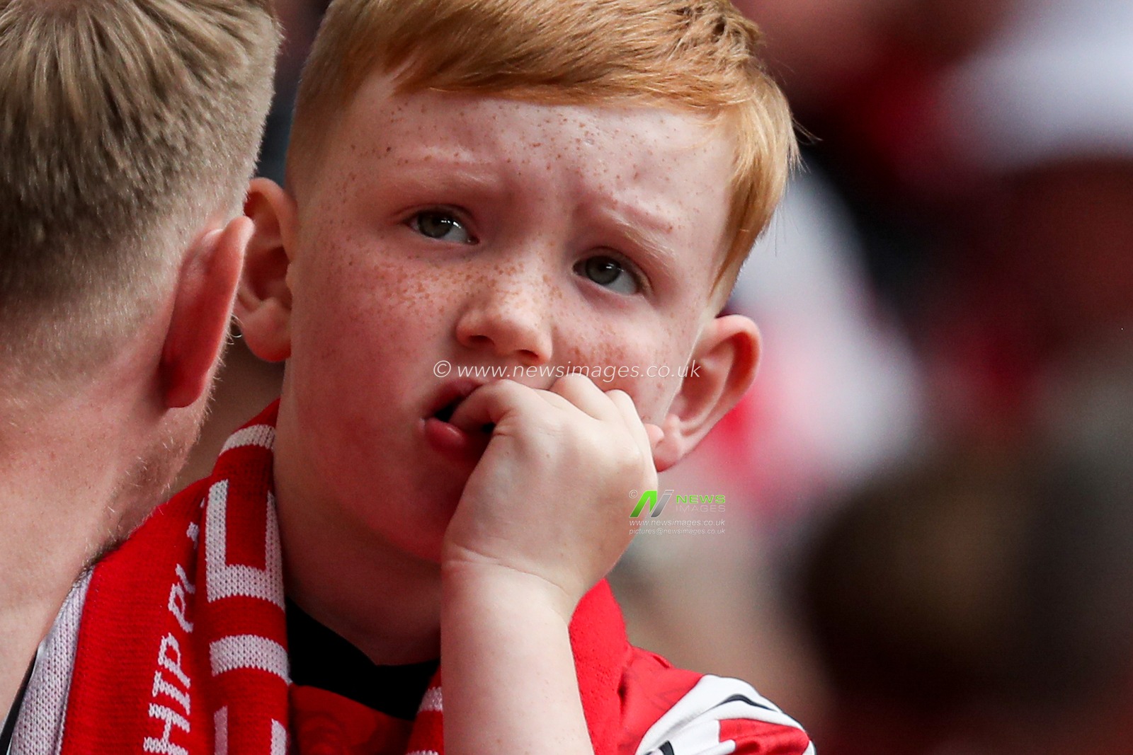 Sheffield United fan looks on anxiously during the Sky Bet Championship Playoff Final match Sheffield United vs Sunderland at Wembley Stadium, London, United Kingdom, 24th May 2025

(Photo by Izzy Poles/News Images)