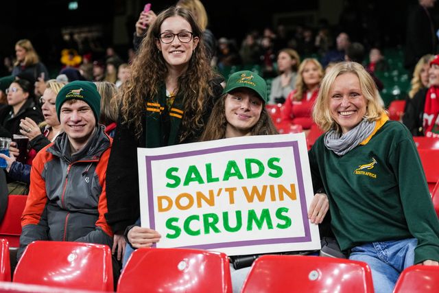 South African fans during the Quilter Nations Series 2025 match Wales vs South Africa at Principality Stadium, Cardiff, United Kingdom, 29th November 2025

(Photo by Andrew Lewis/News Images)

*** GER AUT SUI OUT ***
