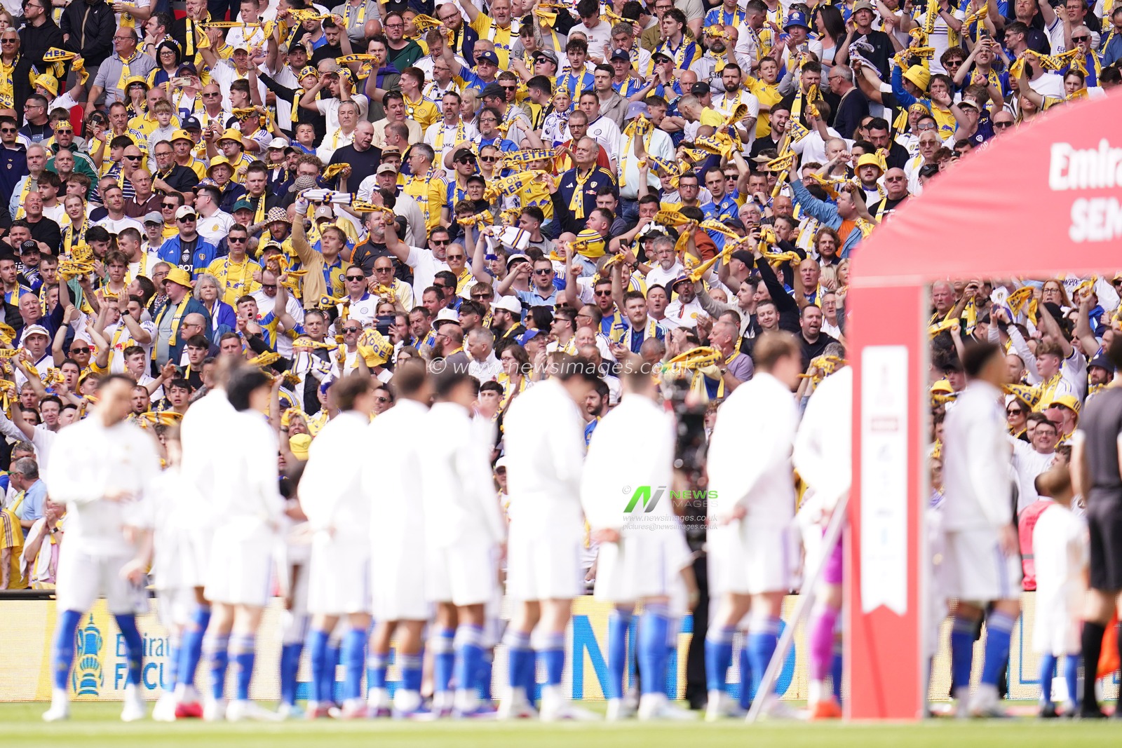 Leeds support watch on as the players walk out for kick off during the Emirates FA Cup Semi-Final match Chelsea vs Leeds United at Wembley Stadium, London, United Kingdom on 26 April 2026

(Photo by Harvey Murphy/News Images)
