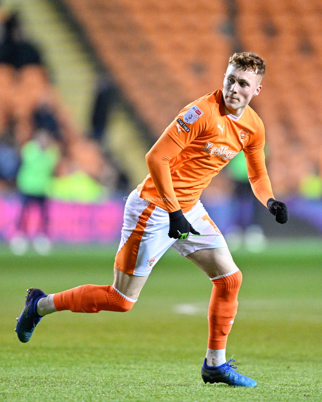 Sonny Carey of Blackpool, during the Bristol Street Motors Trophy match Blackpool vs Burton Albion at Bloomfield Road, Blackpool, United Kingdom, 10th January 2024

(Photo by Cody Froggatt/News Images)
