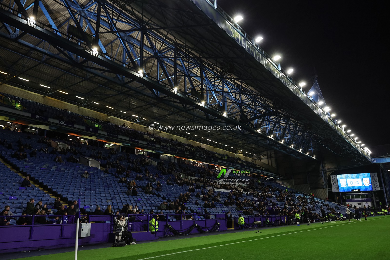 The home stands are empty as fans protest against Sheffield Wednesday owner Dejphon Chansiri during the Sky Bet Championship match Sheffield Wednesday vs Middlesbrough at Hillsborough, Sheffield, United Kingdom, 22nd October 2025

(Photo by Mark Cosgrove/News Images)