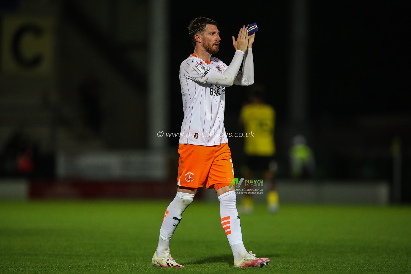 James Husband of Blackpool applauds the travelling fans after the Carabao Cup match Burton Albion vs Blackpool at Pirelli Stadium, Burton upon Trent, United Kingdom, 13th August 2024

(Photo by Gareth Evans/News Images)