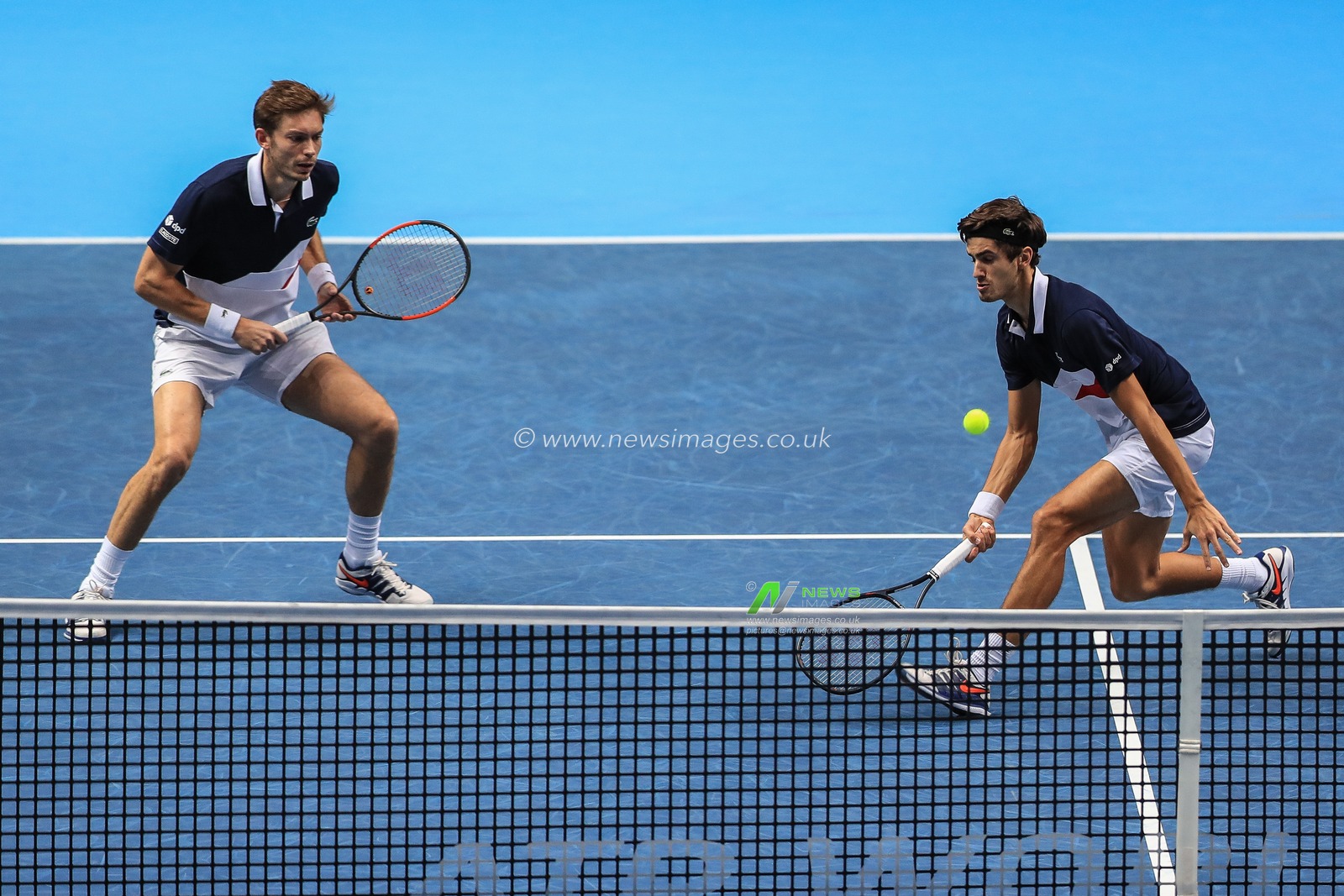 18th November 2018, The O2 , London, England;  Nitto ATP World Tour Finals;  Pierre-Hugues Herbert of France partner of Nicolas Mahut of France in action during their match against Mike Bryan and Jack Sock of USA


Credit: Romena Fogliati/News Images