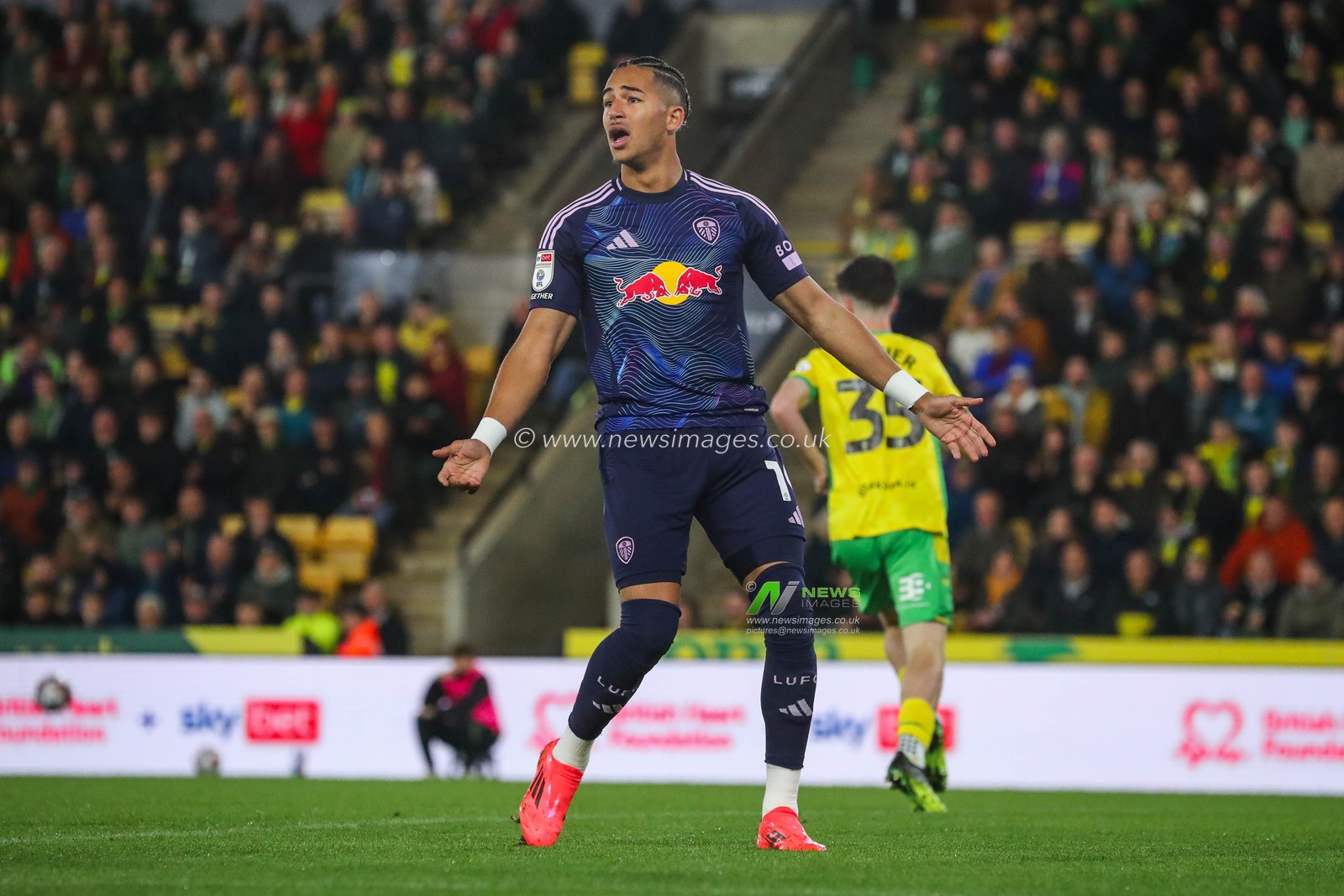 Mateo Joseph of Leeds United reacts during the Sky Bet Championship match Norwich City vs Leeds United at Carrow Road, Norwich, United Kingdom, 1st October 2024

(Photo by Izzy Poles/News Images)