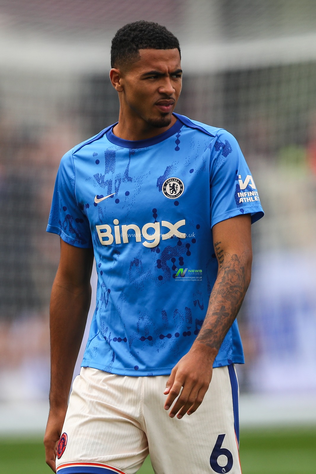 Levi Colwill of Chelsea during the pre-game warm up ahead of the Premier League match West Ham United vs Chelsea at London Stadium, London, United Kingdom, 21st September 2024

(Photo by Gareth Evans/News Images)