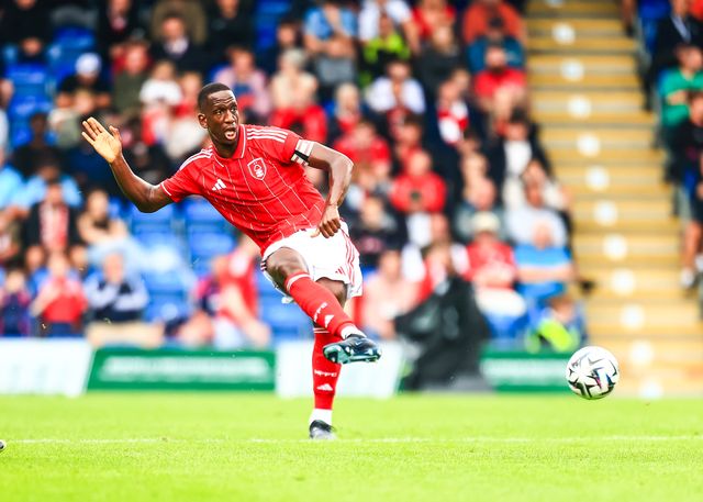 Willy Boly of Nottingham Forest passes the ball during the Pre-season friendly match Nottingham Forest vs Monaco at SMH Group Stadiumact Stadium, Chesterfield, United Kingdom, 19th July 2025

(Photo by Richard Bierton/News Images)