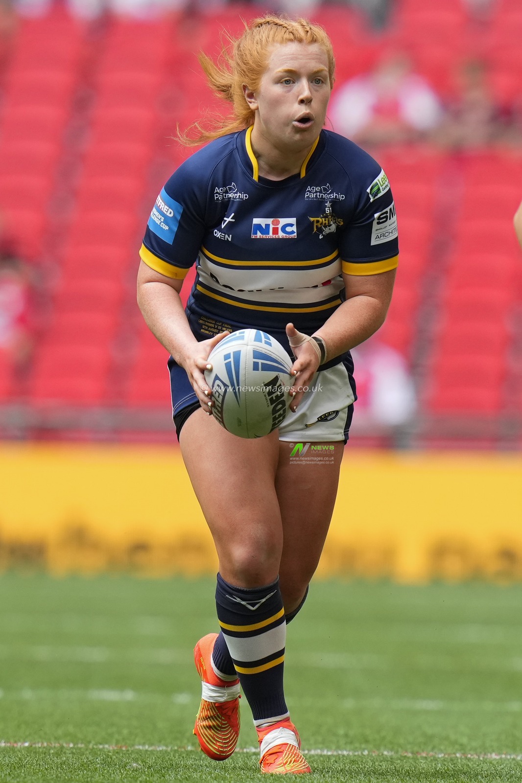 Caitlin Casey #26 of Leeds Rhinos during the Betfred Womens Challenge Cup Final match Leeds Rhinos vs St Helens at Wembley Stadium, London, United Kingdom, 12th August 2023

(Photo by Steve Flynn/News Images)