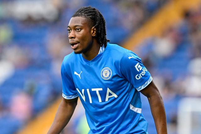 Tayo Adaramola of Stockport County during the Pre-season friendly match Stockport County vs Blackburn Rovers at Edgeley Park Stadium, Stockport, United Kingdom, 2nd August 2024

(Photo by Cody Froggatt/News Images)