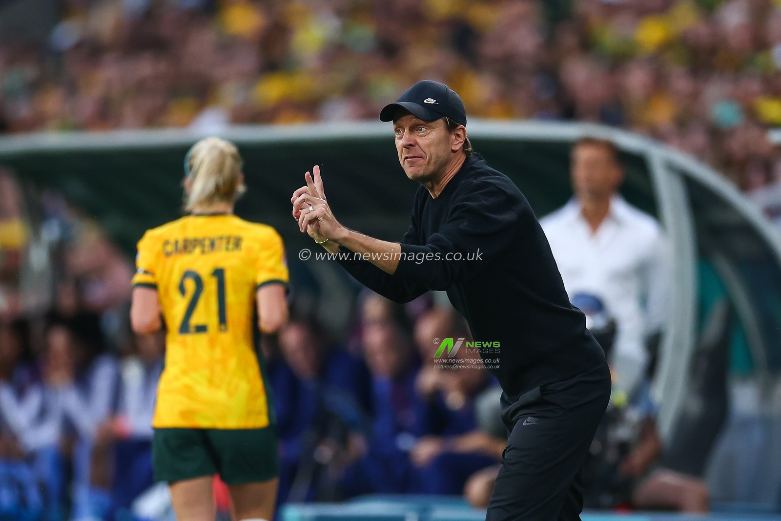 Tony Gustavsson Manager of Australia gives his team instructions during the FIFA Women's World Cup 2023 Quarter-Final match Australia Women vs France Women at Suncorp Stadium, Brisbane, Australia, 12th August 2023

(Photo by Patrick Hoelscher/News Images)