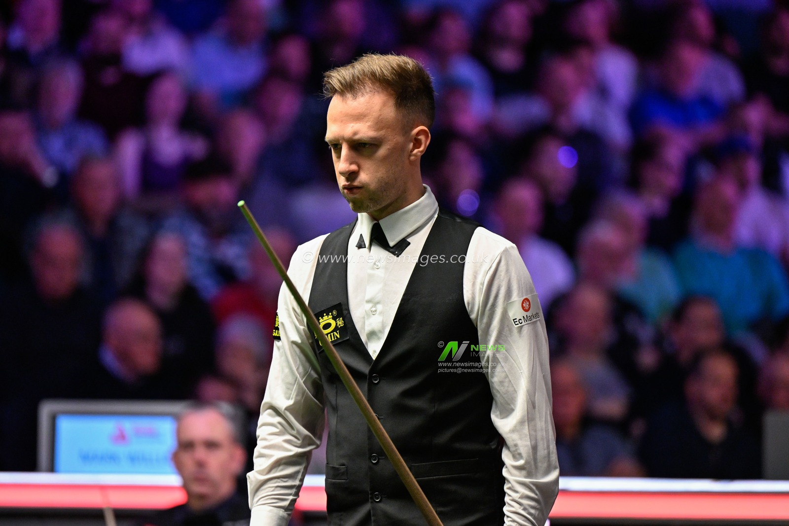 Judd Trump reacts, during the Johnstoneâ€™s Paint Tour Championship at Manchester Central, Manchester, United Kingdom, 4th April 2024

(Photo by Cody Froggatt/News Images)