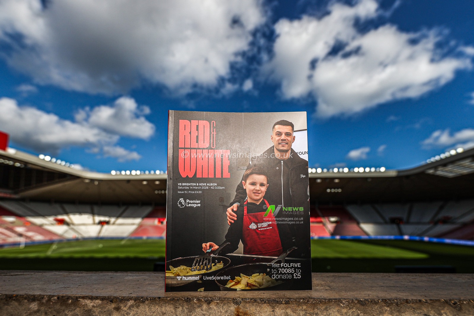 Granit Xhaka of Sunderland on the front cover of the match day programme during the Premier League match Sunderland vs Brighton & Hove Albion at Stadium Of Light, Sunderland, United Kingdom on 14 March 2026

(Photo by Alfie Cosgrove/News Images)