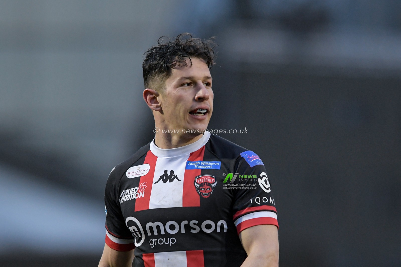 Morgan Escare (1) of Salford Red Devils in action during the game