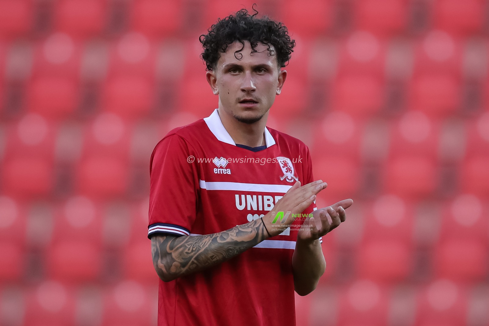 Cain Sykes of Middlesbrough claps his hands and applauds the supporters at full-time after the Pre-season friendly match Rotherham United vs Middlesbrough at New York Stadium, Rotherham, United Kingdom, 19th July 2023

(Photo by James Heaton/News Images)