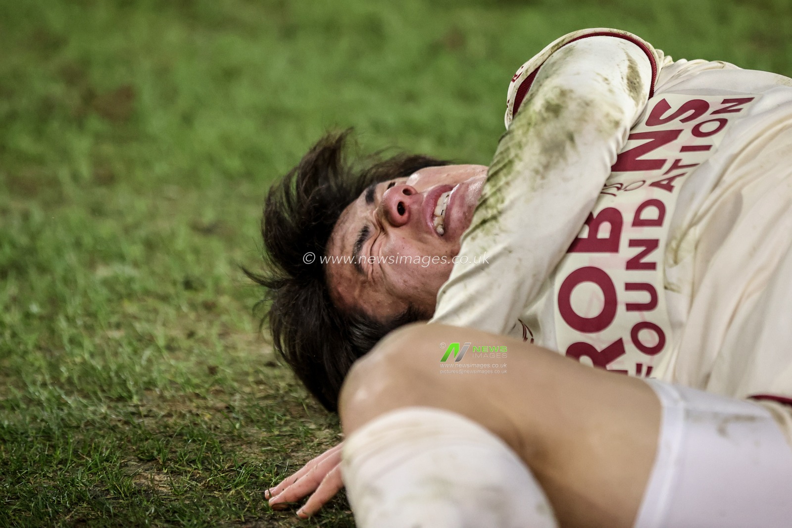 Yu Hirakawa of Bristol City goes down injured during the Sky Bet Championship match Sheffield United vs Bristol City at Bramall Lane, Sheffield, United Kingdom, 11th March 2025

(Photo by Alfie Cosgrove/News Images)