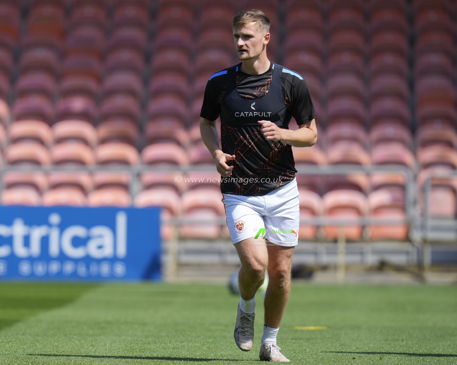 Callum Connolly #2 of Blackpool warms up before the Pre-season friendly match Blackpool vs Hibernian at Bloomfield Road, Blackpool, United Kingdom, 29th July 2023

(Photo by Steve Flynn/News Images)