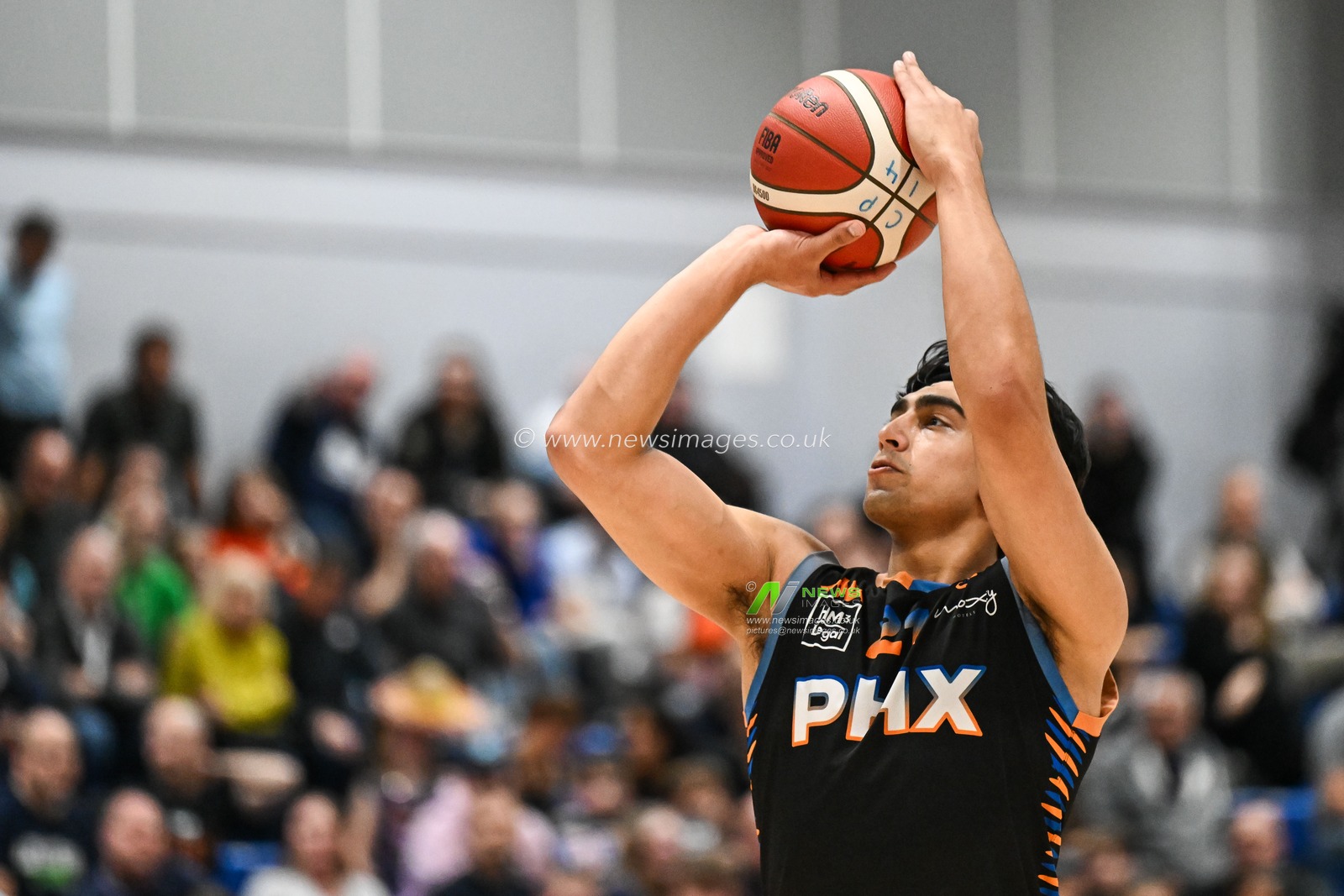 Aaryn Rai of Cheshire Phoenix shoots from the free throw line during the British Basketball Championship match Cheshire Phoenix vs Surrey Scorchers at Ellesmere Port Sports Village, Ellesmere Port, United Kingdom, 19th November 2023

(Photo by Craig Thomas/News Images)