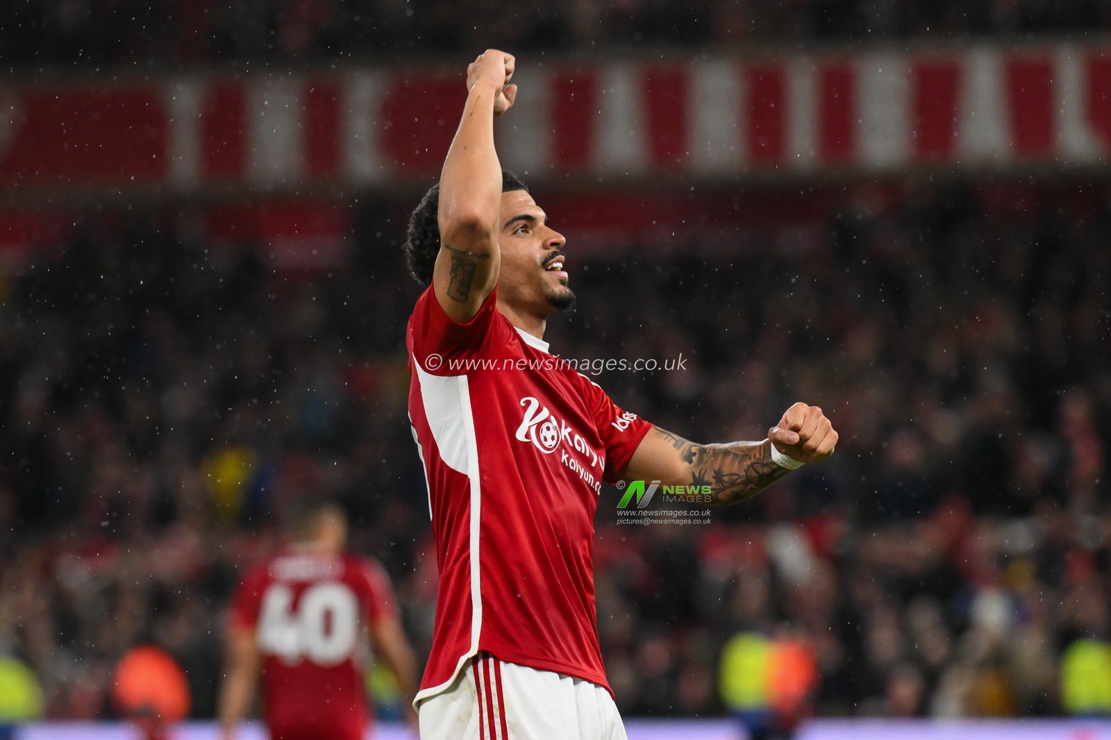 Morgan Gibbs-White of Nottingham Forest celebrates his goal to make it 2-0 during the Premier League match Nottingham Forest vs Fulham at City Ground, Nottingham, United Kingdom, 2nd April 2024

(Photo by Craig Thomas/News Images)