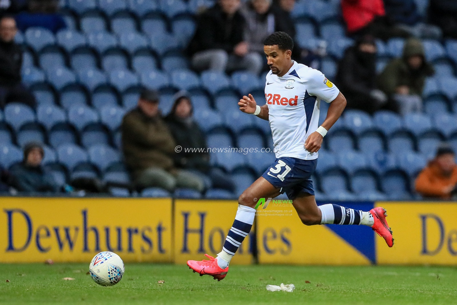 1st February 2020, Deepdale, Preston, England; Sky Bet Championship, Preston North End v Swansea City : Scott Sinclair (31) of Preston North End in action during the game