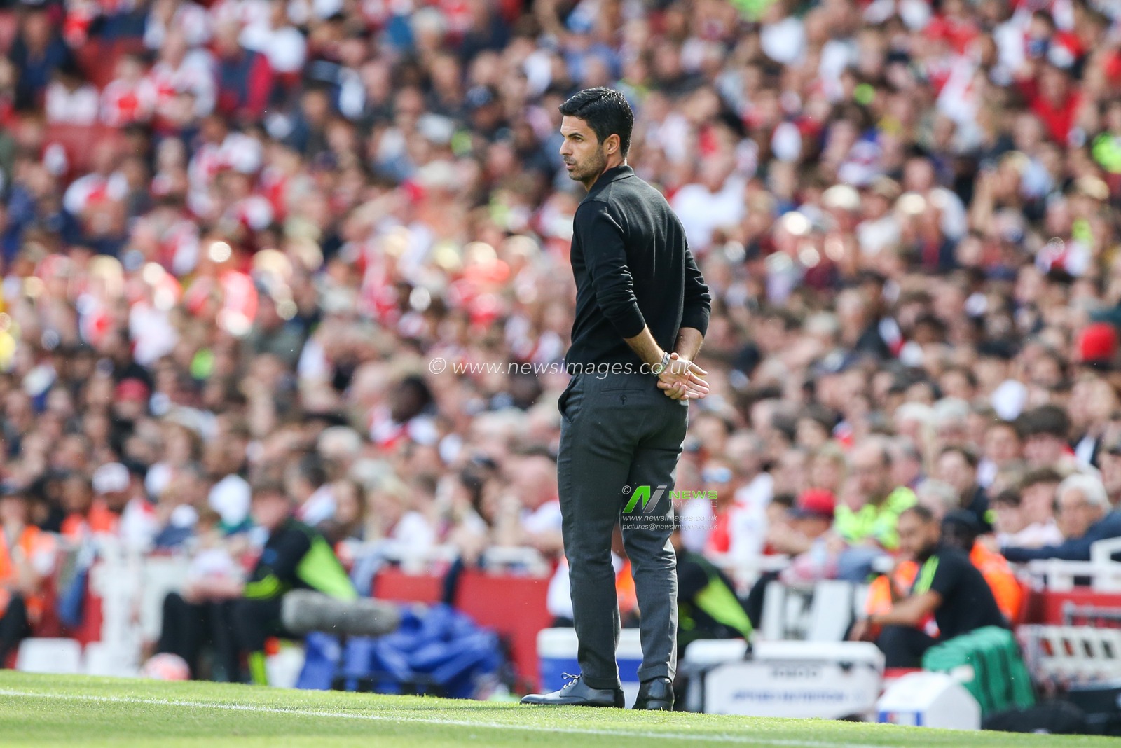 Arsenal Manager Mikel Arteta watches on during the Premier League match Arsenal vs Fulham at Emirates Stadium, London, United Kingdom, 26th August 2023

(Photo by Arron Gent/News Images)