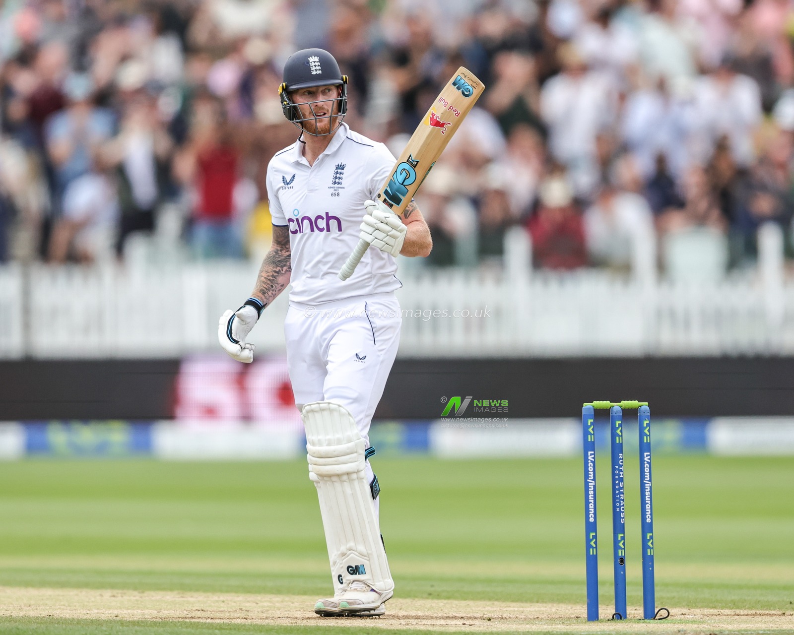 Ben Stokes of England celebrates his half century 50 runs during the LV= Insurance Ashes Test Series Second Test Day 5 England v Australia at Lords, London, United Kingdom, 2nd July 2023

(Photo by Mark Cosgrove/News Images)