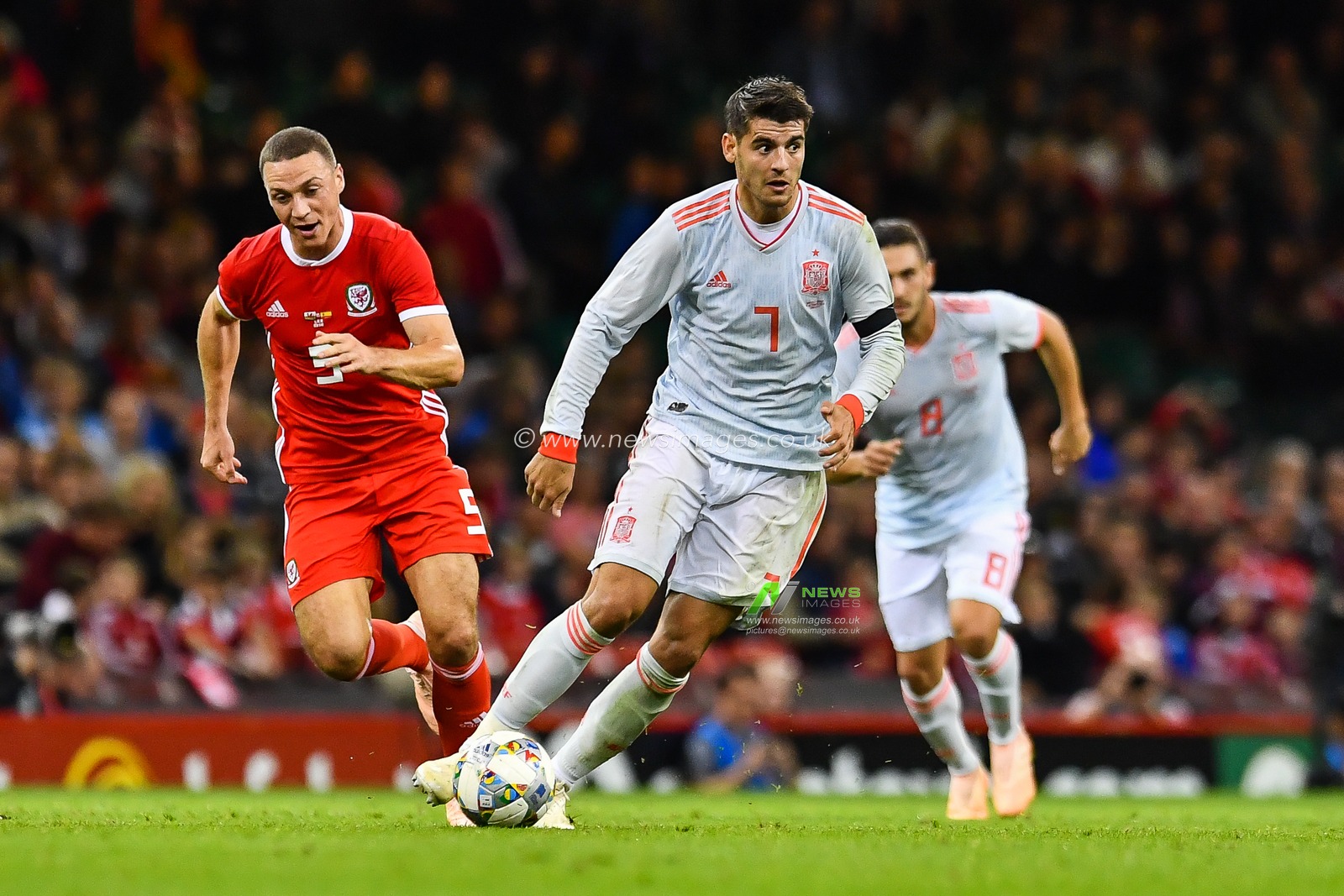 11th October 2018 , Principality Stadium, Cardiff, Wales ; International friendly, Wales v Spain ; Ãlvaro Morata of Spain in action

Credit: Craig Thomas/News Images