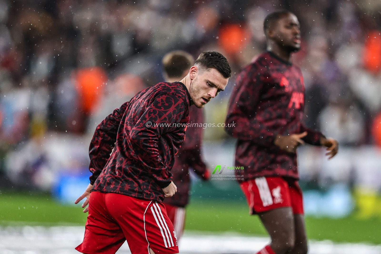 Andrew Robertson of Liverpool in the pregame warmup session during the UEFA Champions League Matchday 4 of 8 Liverpool vs Real Madrid at Anfield, Liverpool, United Kingdom, 4th November 2025

(Photo by Alfie Cosgrove/News Images)

*** GER AUT SUI OUT ***