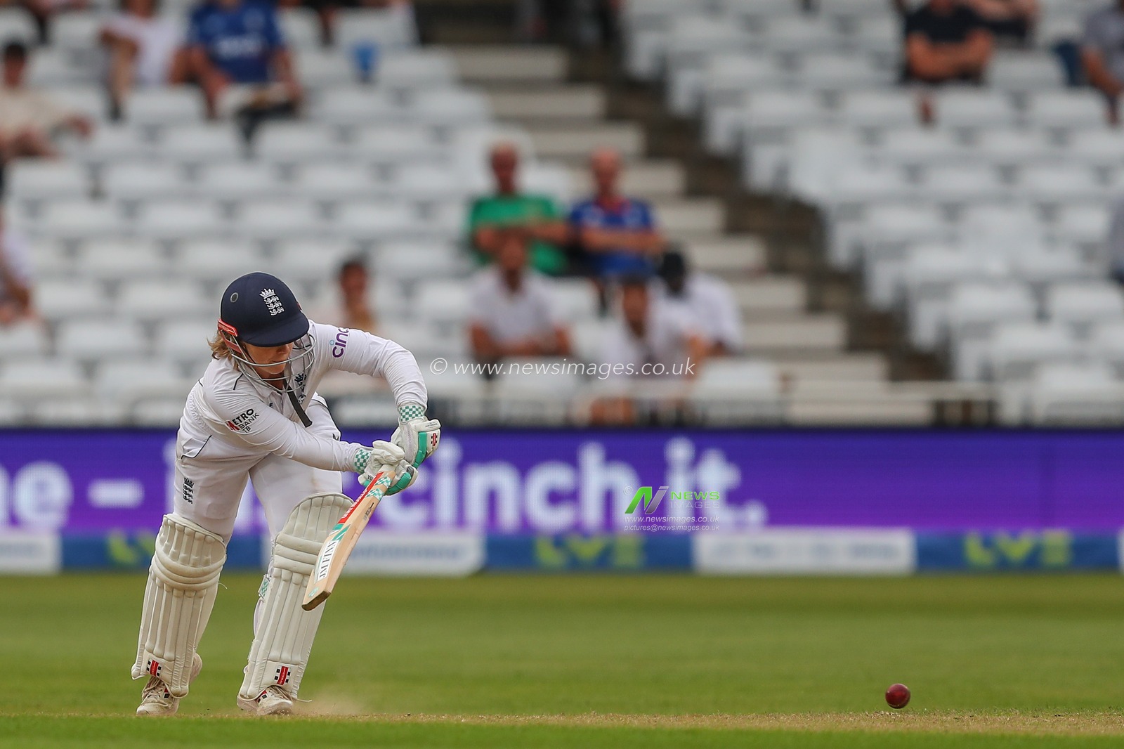 Tammy Beaumont of England hits her century during the Metro Bank Women's Ashes 2023 match Day 2 England vs Australia at Trent Bridge, Nottingham, United Kingdom, 23rd June 2023

(Photo by Gareth Evans/News Images)