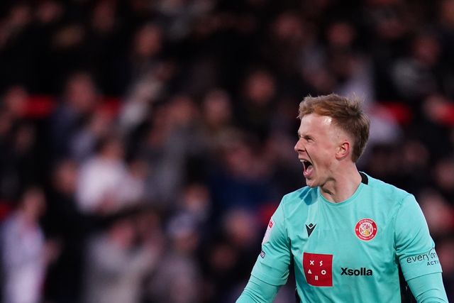 Stevenage goalkeeper Filip Marschall his sides goal during the Sky Bet League One match Stevenage vs Barnsley at Lamex Stadium, Stevenage, United Kingdom on 21st April 2026

(Photo by Harvey Murphy/News Images)