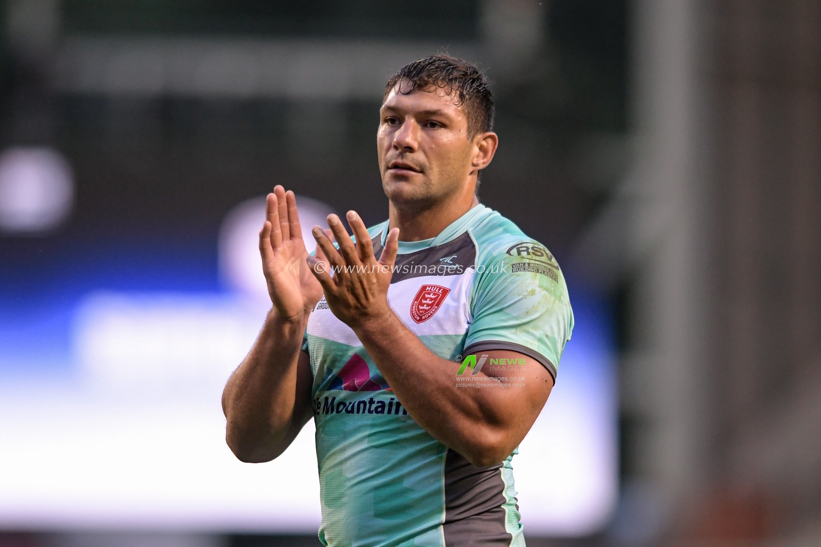 Ryan Hall (5) of Hull KR applauds the travelling supporters at the end of the game